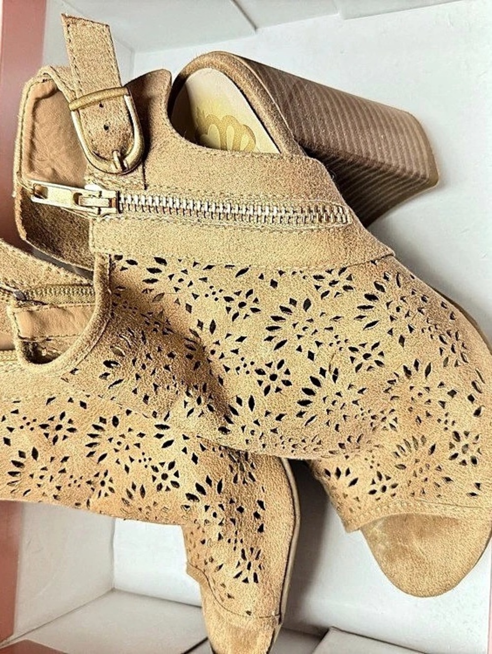 Fergalicious Perforated Wedge Sandals in Brown